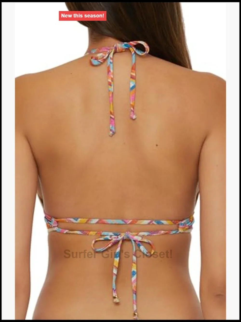 Halter Bikini Top Adjustable Tie Back Metallic Sheen Removable Cups